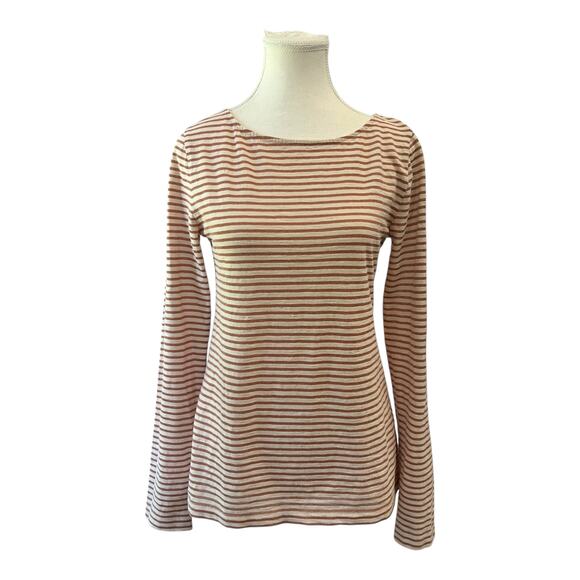 J. Crew Artist T Womens Sz Medium Long Sleeve Metallic Striped Preppy Classic - Picture 1 of 9